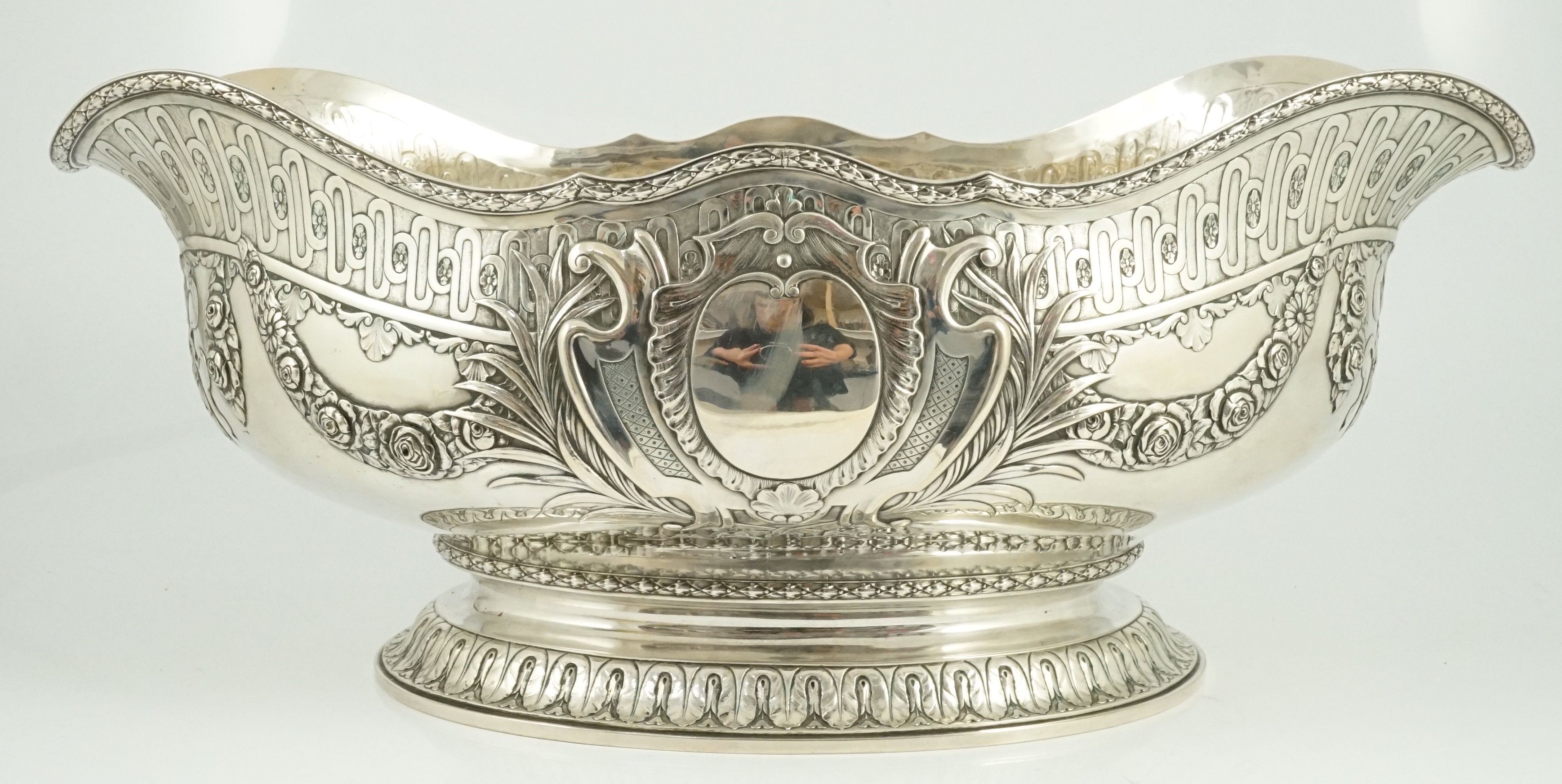 A large early 20th century Danish silver oval punch bowl, by Aage Valdemar Dragsted